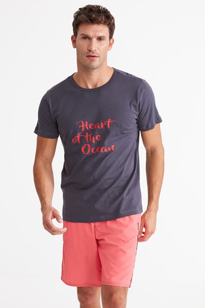 Erkek T-SHIRT Heart Önü Baskılı Kısa Kollu T-shirt Ürün Kodu: 1M11CTSY221.001-C00068