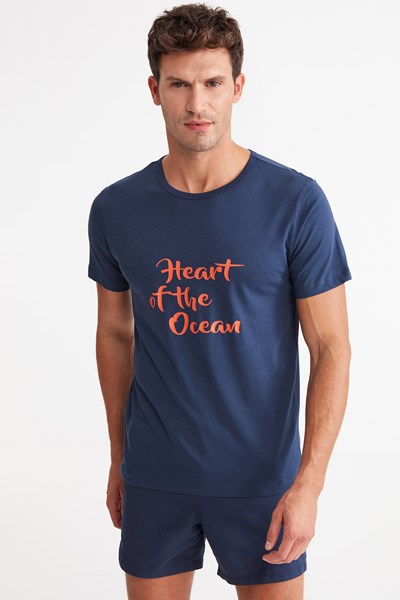 Heart Önü Baskılı Kısa Kollu T-shirt