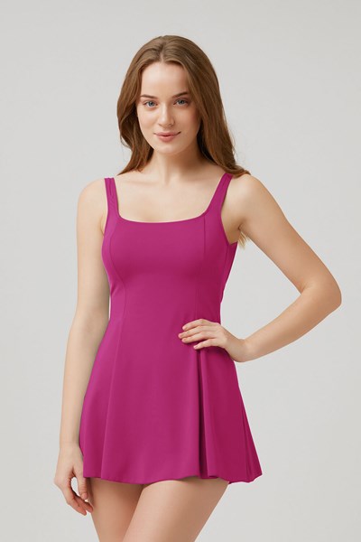 Rota Düz Renk Sırtı Açık Elbise Mayo