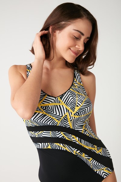 Kadın COSTUME Kuning Çizgi Desenli Parlak Detaylı Mayo Ürün Kodu: 1M13MAMY231.090-C00207