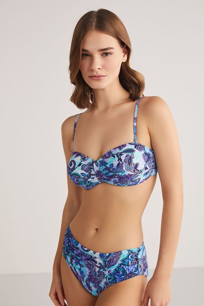 Kadın BIKINI Siren Şal Desen Kaplı Straplez Bikini Ürün Kodu: 1M13MBKY241.014-C00145