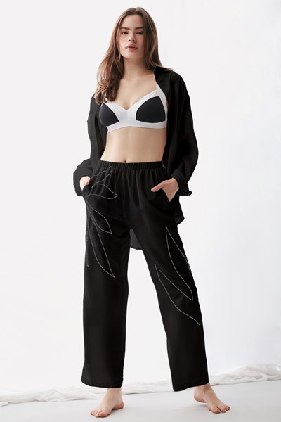 Kadın KOM PAREO Puni Düz Renk Nakışlı Pantolon Ürün Kodu: 1M13MPKY231.044-C00207