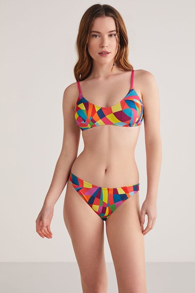 Rainbow Geometrik Desen Büstiyer Bikini