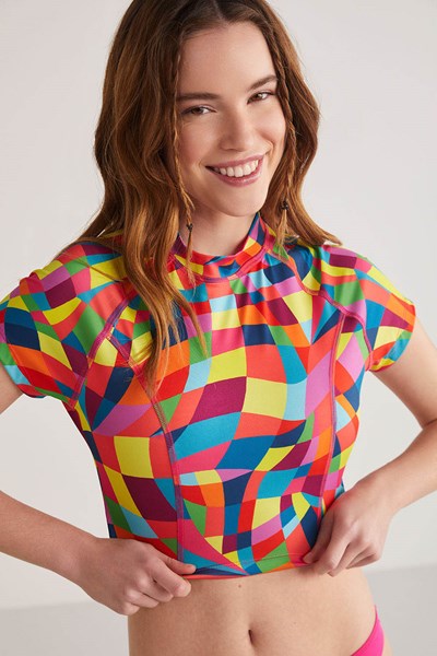 Kadın KOM SPORTS Rainbow Geometrik Desenli Crop Bikini Ürün Kodu: 1M13MSPY241.026-C00184