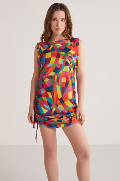 Rainbow Geometrik Desenli Elbise