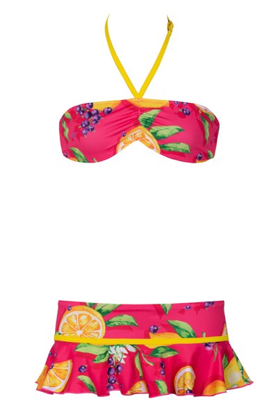 Grape Limon Çocuk Etekli Bikini Takım