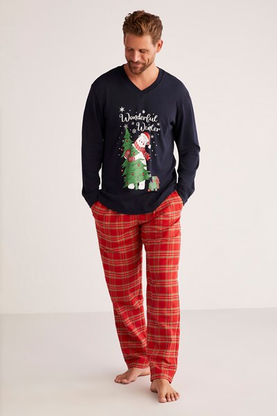 Winter V Yakalı Erkek Pijama Takımı