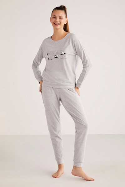 Pandat Önü Baskılı Pijama Takım