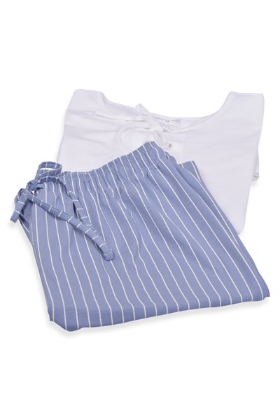 Kadın BAYAN PIJAMA Stripe Kısa Kollu Pijama Takımı Ürün Kodu: 1U13CPJY241.005-C00145