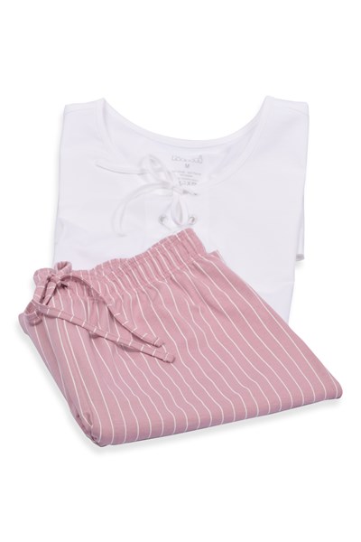 Kadın BAYAN PIJAMA Stripe Kısa Kollu Pijama Takımı Ürün Kodu: 1U13CPJY241.005-C00184